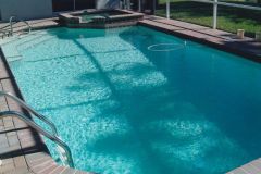 raised spa added, brick paver deck, swimming pool remodel