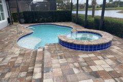 tan shelf, spa, pavers, coping, interior