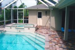 Raised spa addition, paver deck, coping, swimming pool renovation