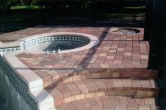 brick paver deck, in ground spa added to swimming pool