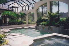 Custom new pool construction - water fall wall, spa, screen cage