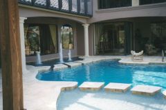 custom swimming pool with water fountains