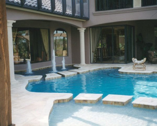 custom fountain, pool interior